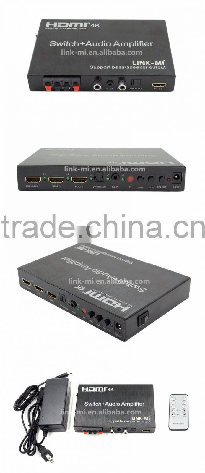 LINK-MI LM-MH31 4K2K HDMI Converter Switcher 3X1 with Audio Amplifier Support PIP and MHL function