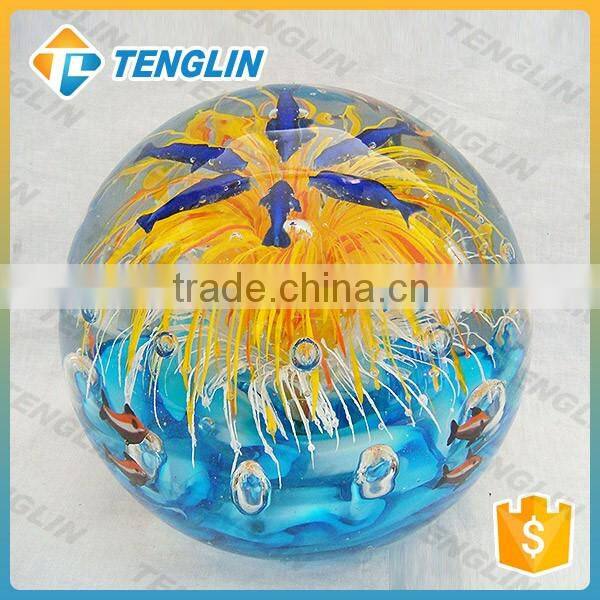 Murano glass flower paperweights wholesale with fish