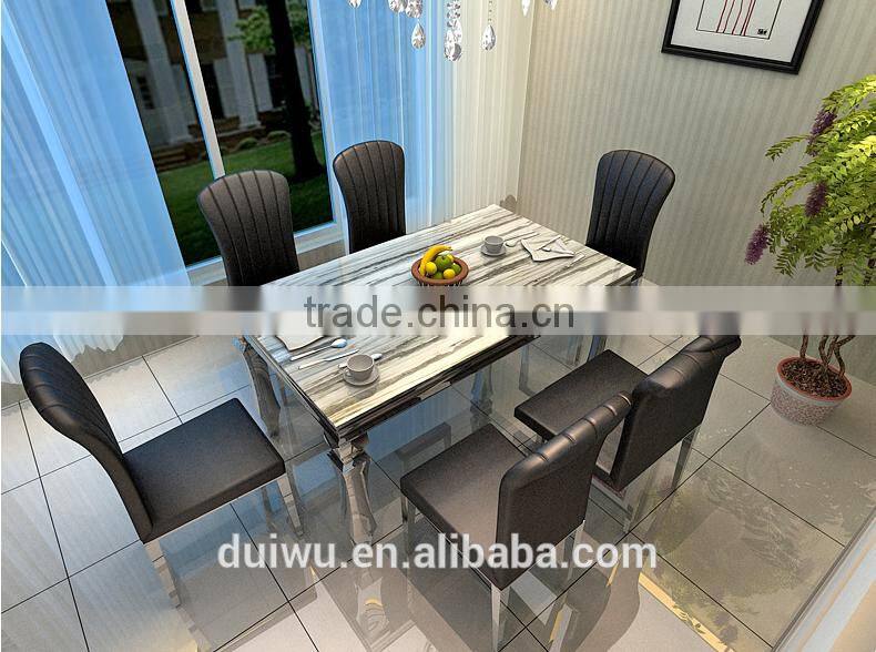 Modern dining room furniture strong natural marble dining table set with 6 chairs
