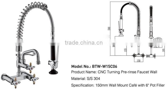 wholesale custom wall mounted commercial pre-rinse stainles steel industrial kitchen sink faucet