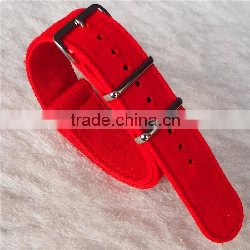 Red Color Canvas Band Custom 21mm Watch Strap