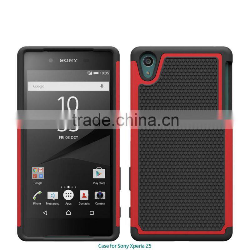 2015 new products TPU+PC Football Pattern Case for sony xperia z5 case factory price