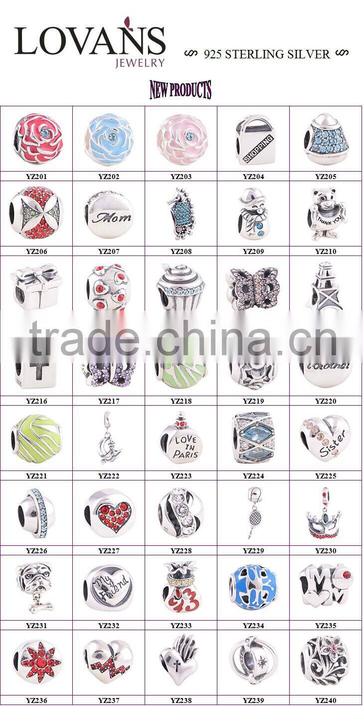 Wholesale Gemstone 925 Sterling Silver Slide Charms