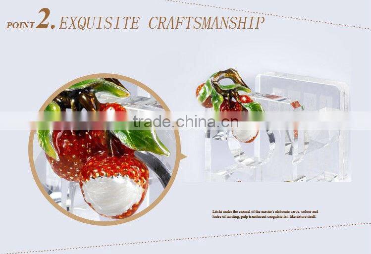 RORO Good Fortune litchi enamel pewter crystal pen holder