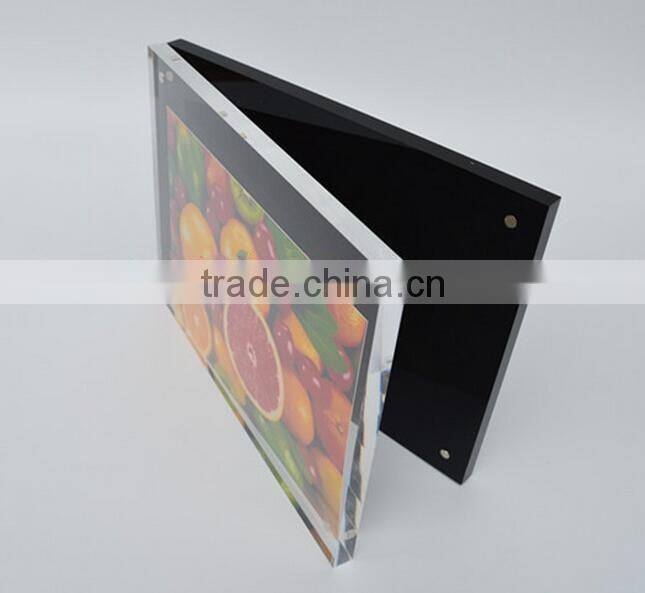 black and clear acrylic magnet photo frame, plexi-glass picture frame