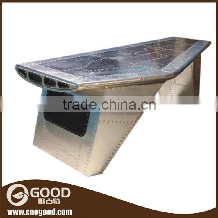 Aluminum Metal Rivets Wing Aviator Desk Vintage Aluminium Desk