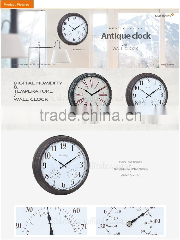 DEHENG 15 inch metal antique wall clock