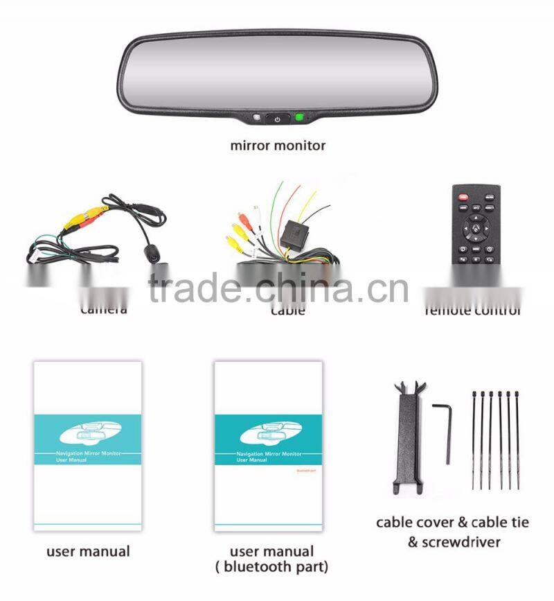 Rearview Mirror with User Manual GPS Navigation Car Rear View Bluetooth Camera
