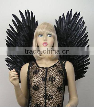 Adults' Black Costume Feather Angel Wings Point Up or Down