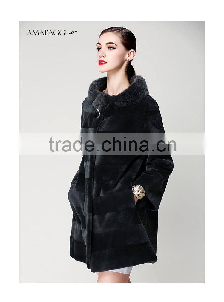 Hot sale real natural cashmere fur coat for winter overcoat