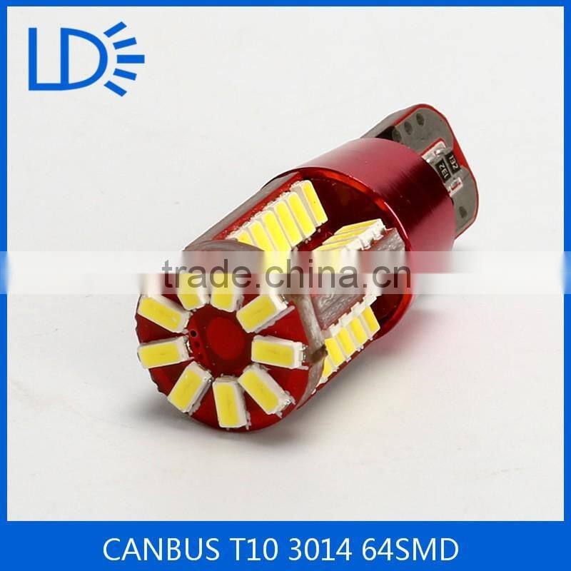 Hot sale car light bulbs CANBUS T10 3014 64SMD t10 led