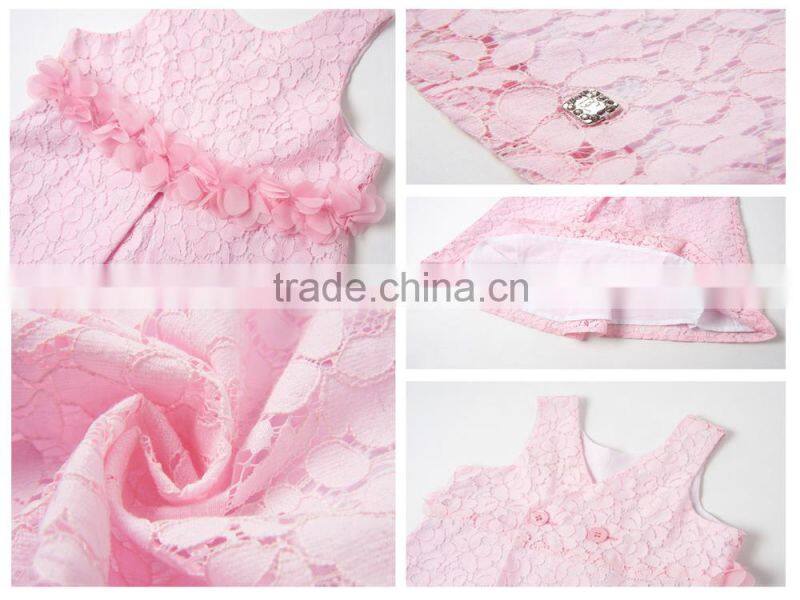 Baby girl wedding dress wholesale pink lace design perfect present for littile princess