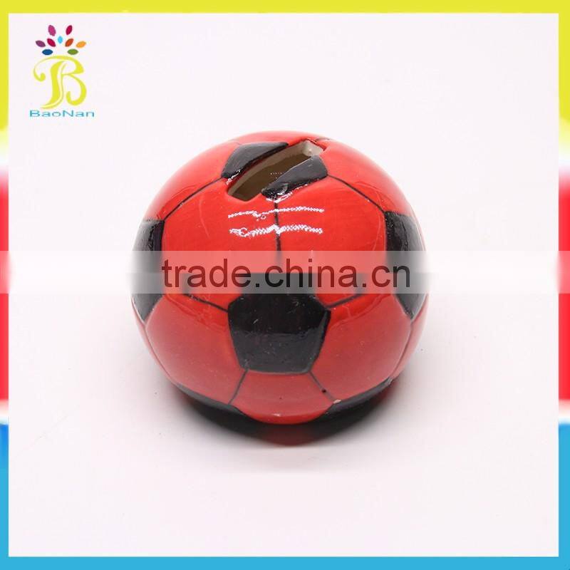 China factory custom football design ceramic coin bank globe