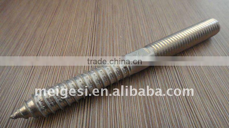 hanger bolt with wooden and machine thread hex index zinc plated