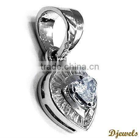 14K White Gold 0.65 Ct Diamond Pendant & White Gold Jewelry