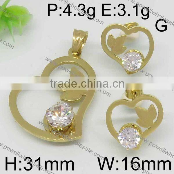 hot popular wholesale costum jewelry made in china gold plated heart design products