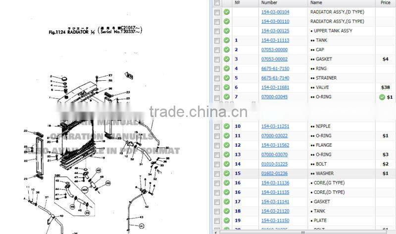 High Quality Radiator assy factory, SD22 water tank 154-03-C1001