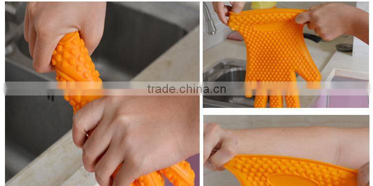 Kitchen Cooking Gloves Microwave Oven Non-slip Mitt Heat Resistant Silicone Glove Cooking Baking BBQ Oven Pot Holder Mitt