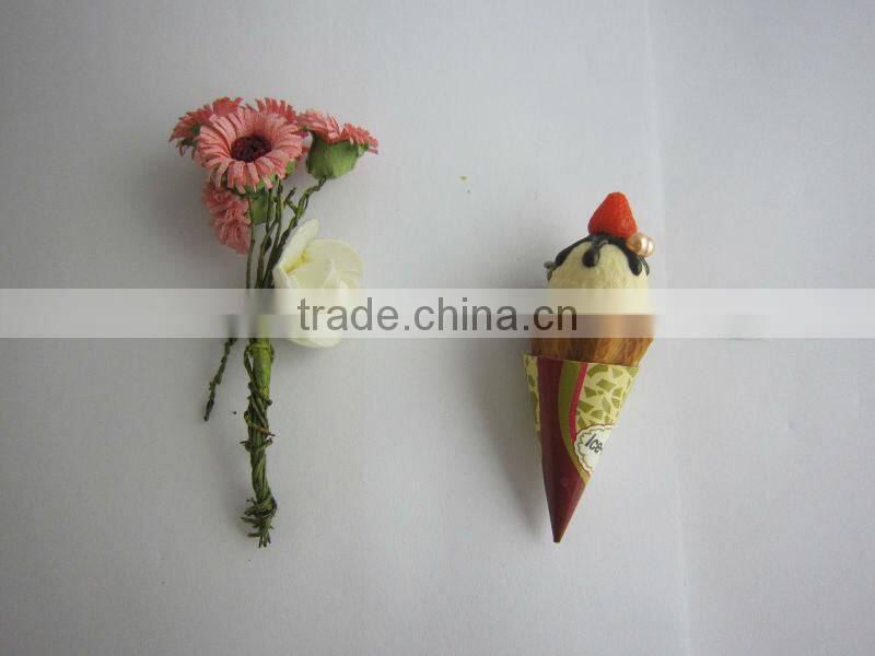 Top sell fake ice cream key chains for cool summer promotion products/Artificial cone ice cream for mobile phone straps in arts