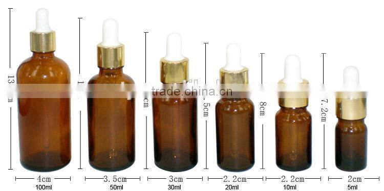 wholesale amber essential oil glass bottle with dropper