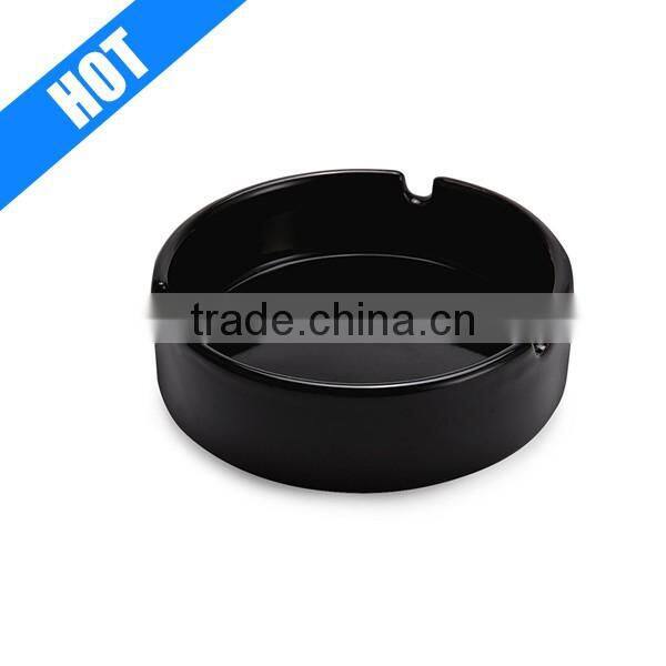 Hot Sale Glossy Black Ceramic Cigarette Ashtray