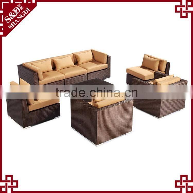 Modern living room furniture 7-seat design rattan weave american sofa set