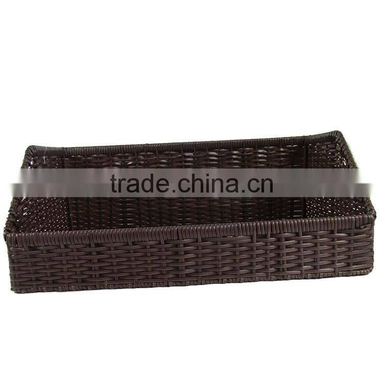 S&D Rectangular supermarket pe rattan display baskets for produce bread basket fruit basket