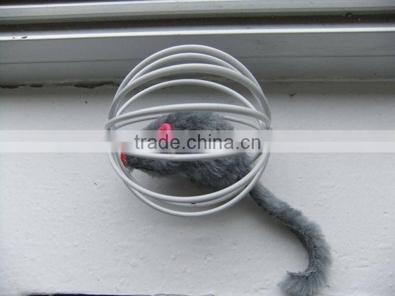Fur mouse in metal wire ball cat toys