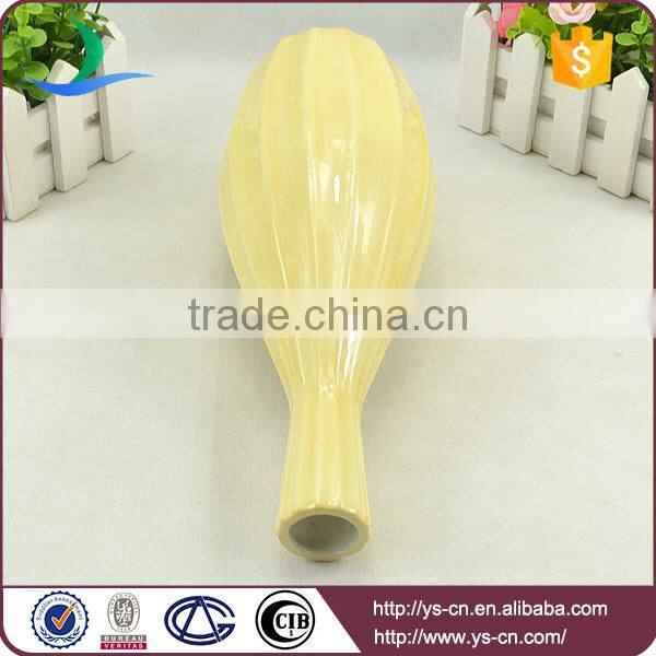 Yellow embossed stoneware table flower vase YSv0042-01