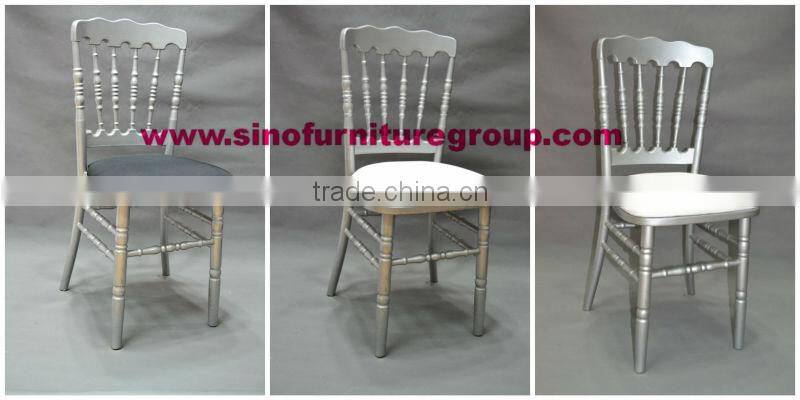 wholesale stackable silver napoleon chair with pad
