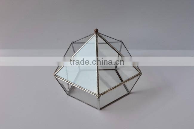 Wholesale geometric glass greenhouse keepsake flower Box jewelry box