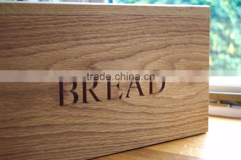 Wooden Bread Box with Groove Lid Oak Customer Logo Bread Crate Melamine Bread Bin Made By Solid Wood