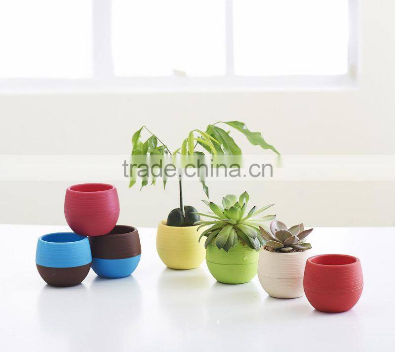 Mini Round Plastic Plant Flower Pot Home Office Decor Planter