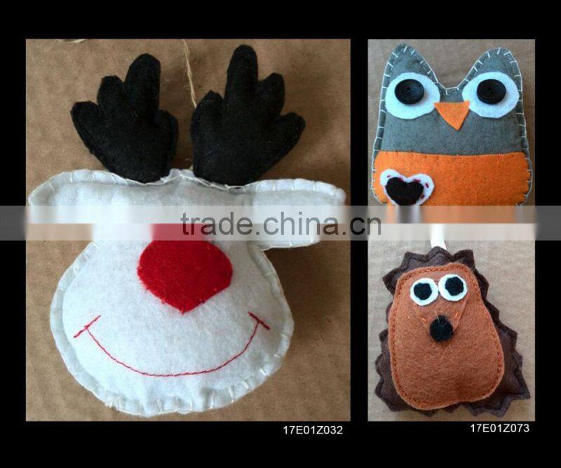 fabric handmade christmas ornaments with colorful fasteners