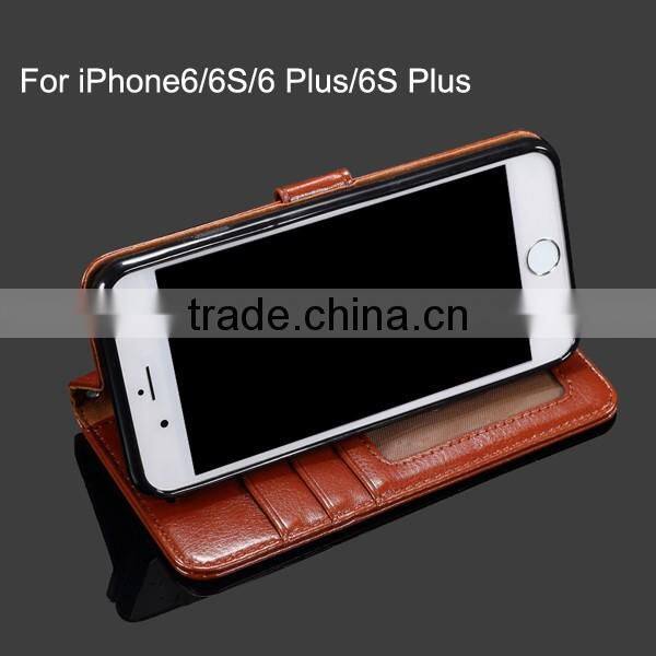 Wholesale leather wallet design cell phone case for iphone 6 6s with card slot