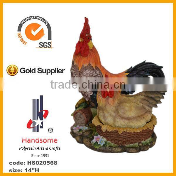 14''H vivid resin standing cock. polyresin rooster crafts