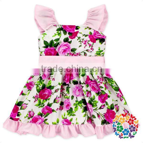 fashion summer floral baby girls flutter sleeve dress