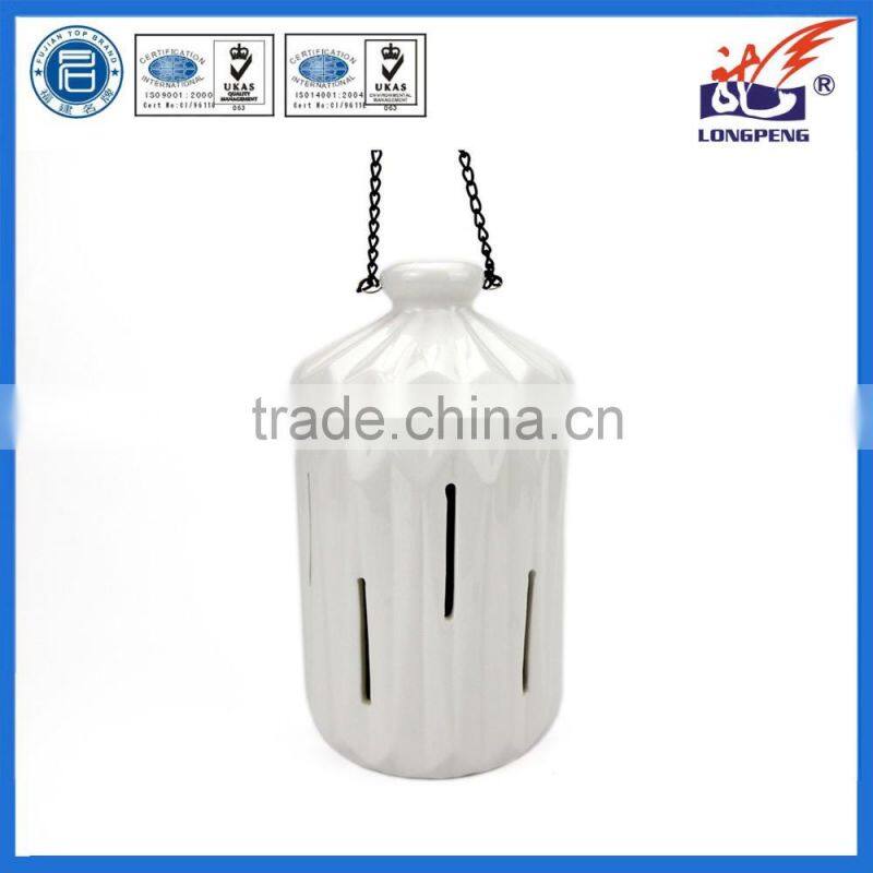 Eco-Friendly Elegant White Ceramic Table Top Hanging Led Lighting Lanterns,Ceramic Hollow DesignTealight Candle Lanterns