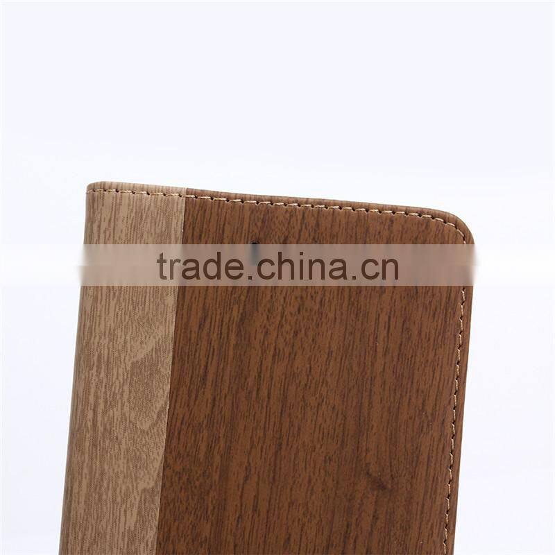 Nature wood grain PU card bumper/pocket cell phone case for Iphone