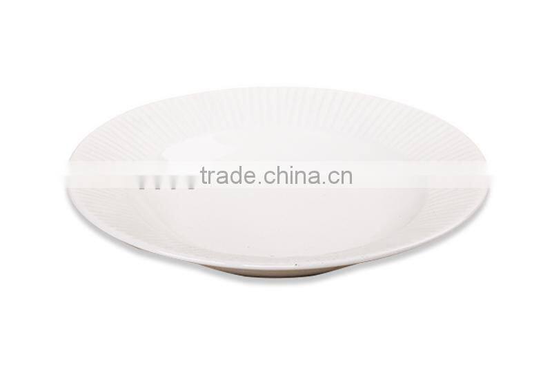 8.5inch white emboss ceramic soup plate