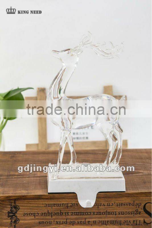 plastic clear acrylic LED light Christmas reindeer metal stocking holders