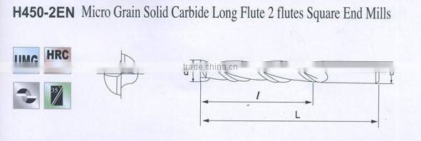Micro Grain Carbide Long Flutes2 flutesSquare End Mills