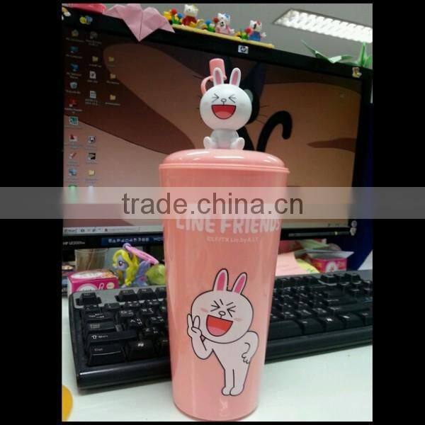 cartoon bear plastic Coffee Tea Vacuum Travel Mug Cup Bottle,custom plastic coffee mug cups,oem plastic coffee cups for sale