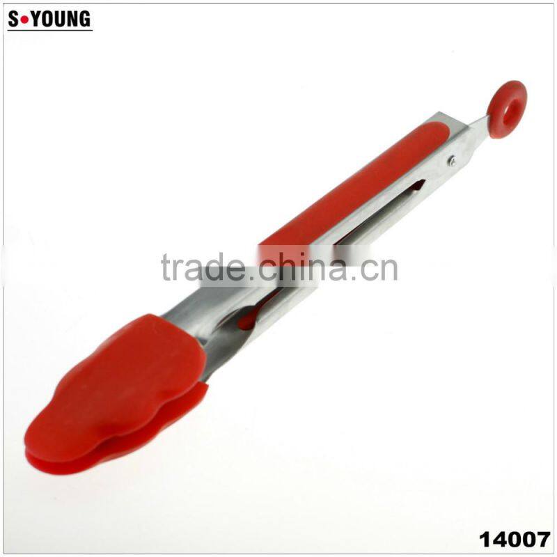 14007 Barbecue Grill Tongs Silicone Kitchen Serving Locking Food Tong