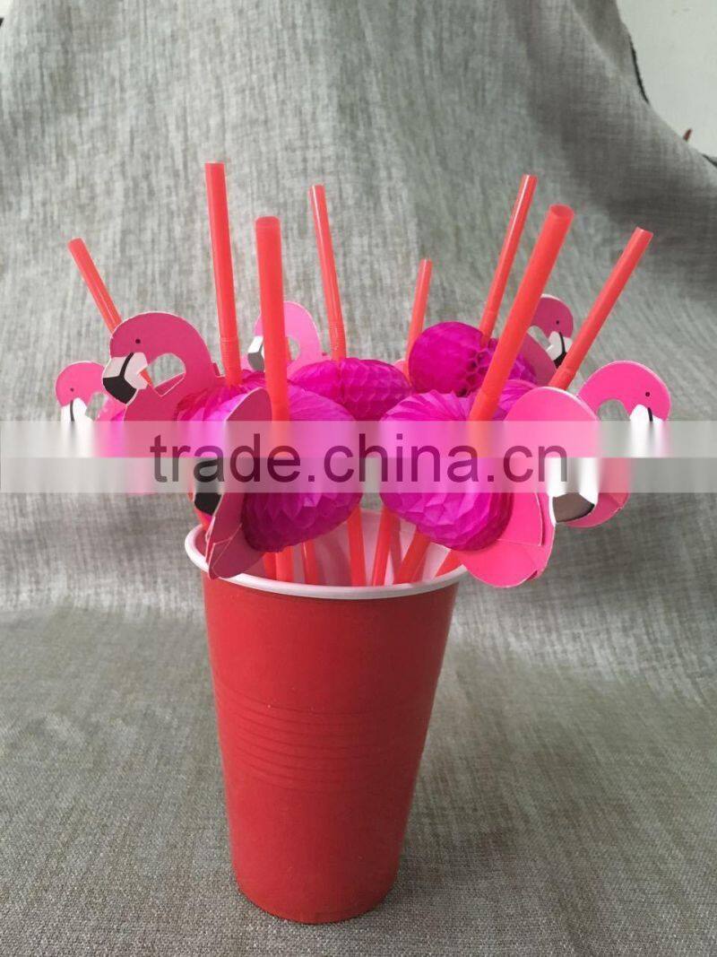 China Supplied Party Decoration Tissue Paper Flamingo Plastic Drinking Straw Flexible