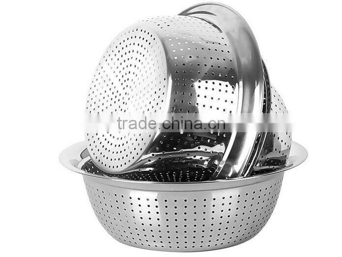 Metal Powder coated colander 3pieces in a set stainless steel fruit wash basket