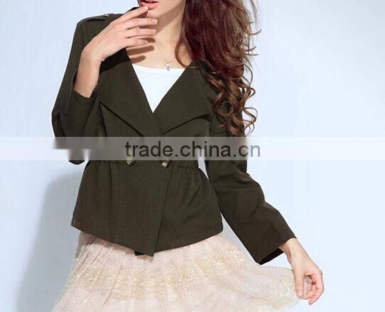 2015 ladies quality coat army green woman wholesale factory latest design coat