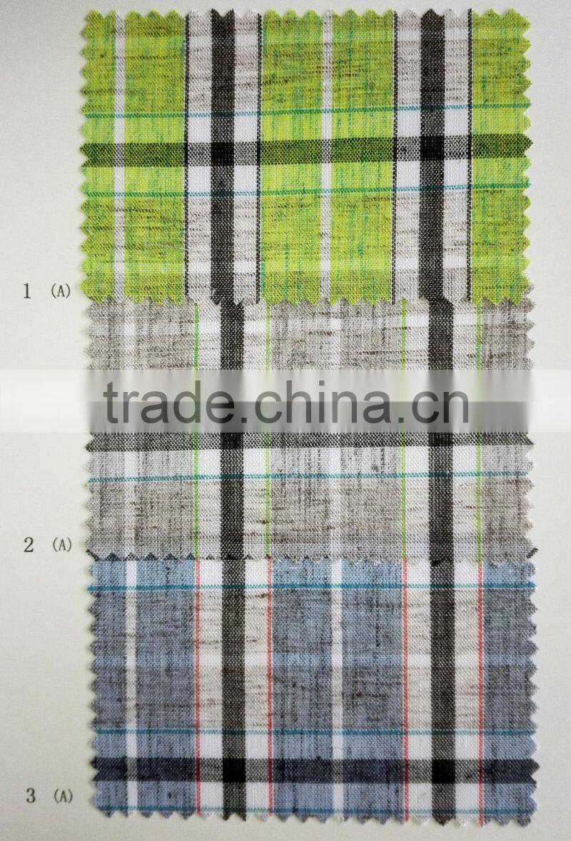 yarn dyed coolmax linen blend check fabric for shirt