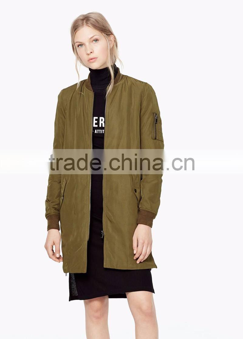 wholesale plain quilted long bomber jackets women