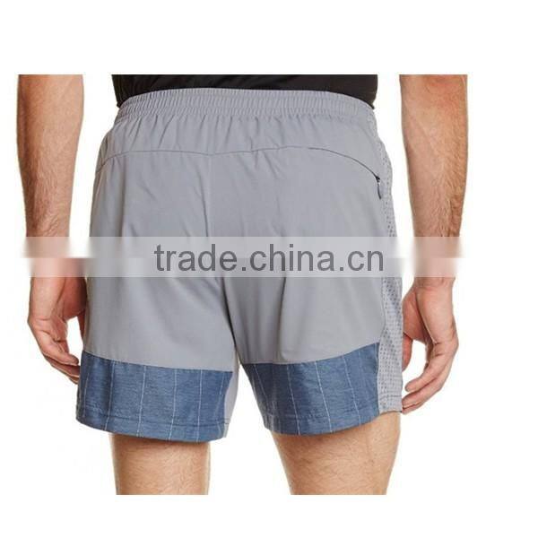 wholesale men polyester sports running shorts with zip pocket
